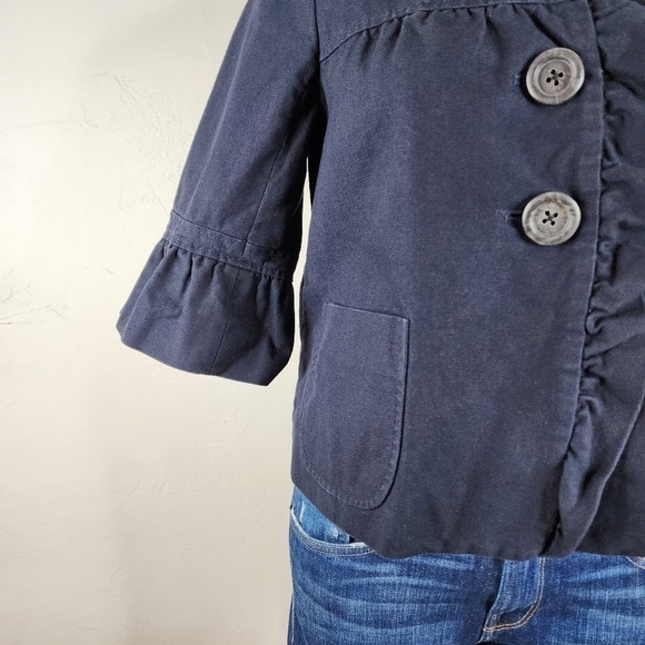 J. Crew Fiona Refined Canvas Navy Blue Jacket 3/4 Sleeve Size 6 - Picture 5 of 14